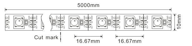 Luzes de tira programáveis 60LEDs/m e 60Pixel/m do diodo emissor de luz de 5VDC WS2812B Digitas